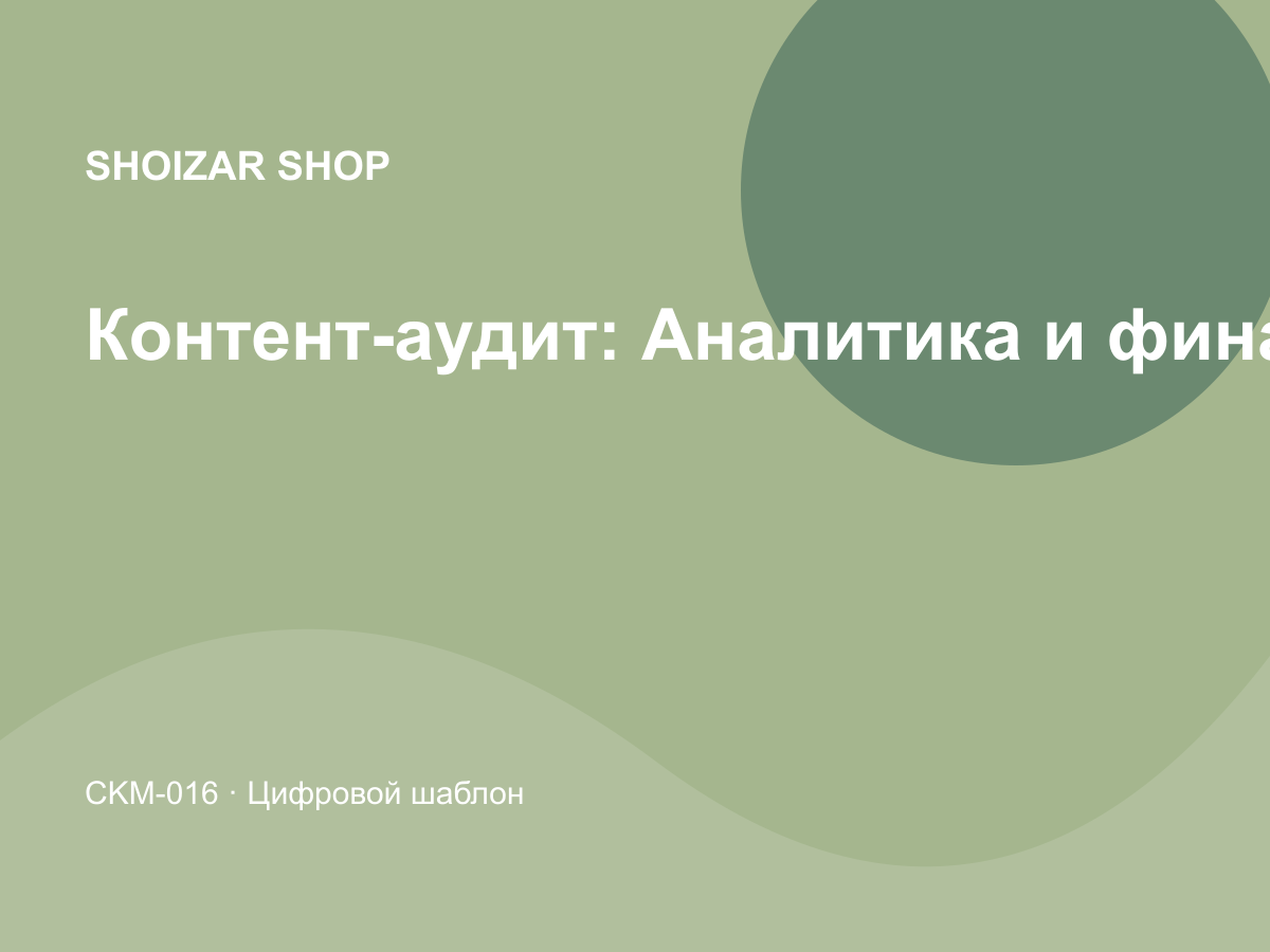Контент-аудит: Аналитика и финансы